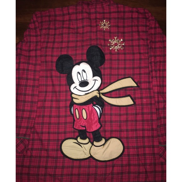 Disney Store Mickey Mouse "Winter" Plaid Flannel Button Down - XL - Picture 6 of 9